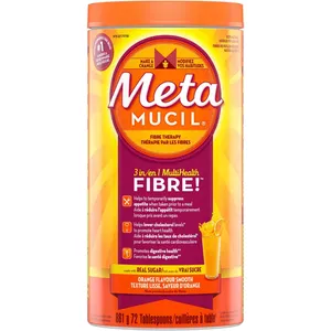 Metamucil 3-in-1 MultiHealth Fibre Powder, Orange Flavor, 861g - Naturally Sourced Psyllium Fiber
