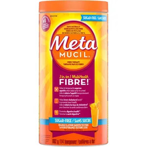 Metamucil 3 in 1 MultiHealth Fibre Sugar-Free Powder, Orange Flavor, 662 g for Digestive Health