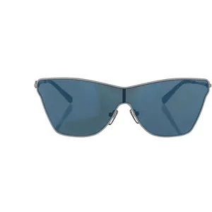 Michael Kors Cat Eye Sunglasses 1063 in White & Blue, Mat Gray Frame, Blue Lenses