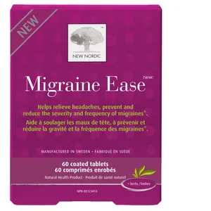 Migraine Ease Tablets with Feverfew, Magnesium & Ginger for Headache Relief - 60 Count