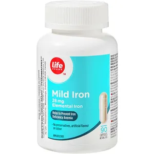 Mild Iron 28 mg - Prevent Iron Deficiency Anemia with Vitamin C, B12 & Folic Acid - 30 Capsules