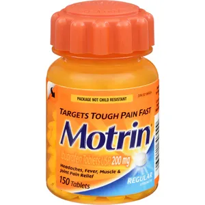 Motrin Regular Strength Pain Relief 200mg Tablets for Headache, Cramps, Toothache, & More