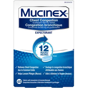 Mucinex Chest Congestion Expectorant Tablets 600 mg - Fast Relief for Cough & Mucus