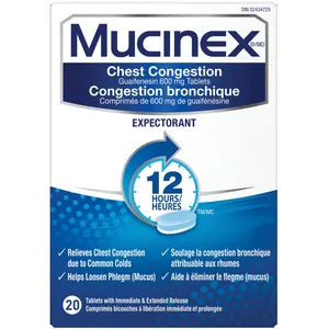 Mucinex Chest Congestion Relief 600 mg Tablets - Fast-Acting Expectant for Cough & Mucus