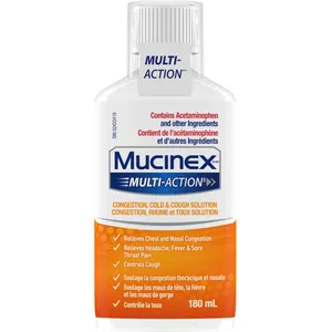 Mucinex Multi-Action Congestion, Cold & Cough Solution - Relief from 9 Symptoms, Non-Drowsy