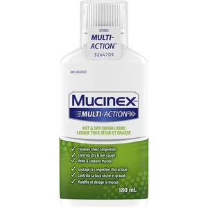 Mucinex Multi-Action Cough & Congestion Liquid 180 mL - Relieves Sinus Pressure & Stuffy Nose