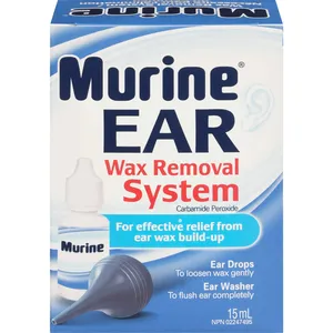 Murine Ear Wax Removal System with Carbamide Peroxide – Gentle Drops & Complete Flush for Clean Ears