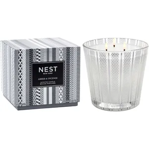 NEST New York Amber & Incense 3-Wick Candle with Black Amber, Frankincense, and Cedar Aroma