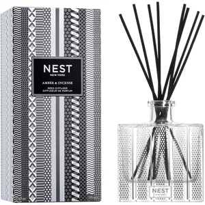 NEST New York Amber & Incense Reed Diffuser - Crisp Black Amber, Frankincense & Cedar Aroma