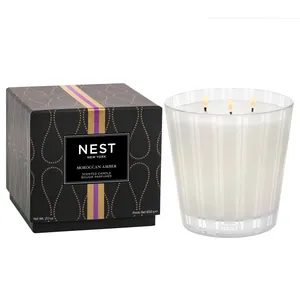 NEST New York Moroccan Amber 3-Wick Candle - Exotic Fragrance with Patchouli, Heliotrope & Bergamot
