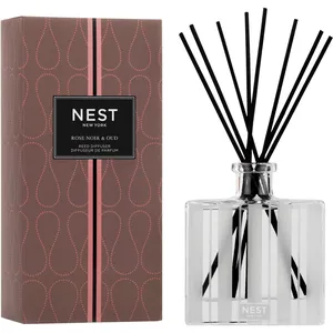 NEST New York Rose Noir & Oud Reed Diffuser - Captivating Aroma, Lasts 90 Days, Customizable Intensity