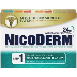 NICODERMÂ® Stop Smoking System STEP 1 Patches 14 Count, 21 mg Nicotine - Clinically Proven Aid