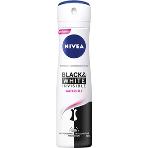 NIVEA Black & White Invisible Water Lily Anti-Perspirant Dry Spray - 48H Odour Protection & No Marks