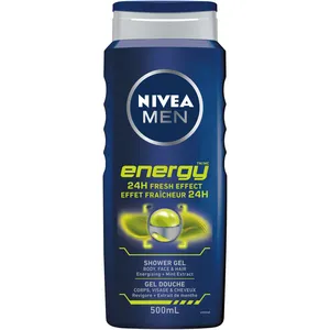 NIVEA MEN Energy Shower Gel with Mint Extract for Fresh Skin and Hair, Invigorating Cleanser