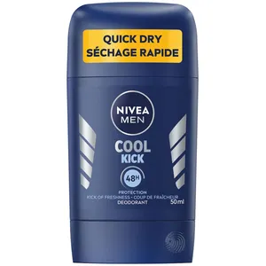 NIVEA Men Cool Kick Stick - 48H Freshness, Mint Extract, Long-Lasting Scent, Gentle on Skin