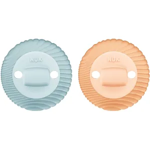 NUK Comfy Duet Soother 2-in-1 Pacifier and Teether for 0-12 Months, Green & Orange, 2 Pack