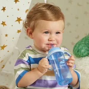 NUK Learner Straw Cup 10 oz Blue for 8+ Months - Spill-Proof, BPA-Free with Silicone Straw