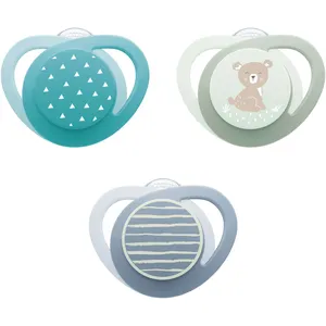 NUK Orthodontic Pacifier 3-Pack for 6-18 Months, Green Bear - Glow-in-the-Dark & Comfortable Design