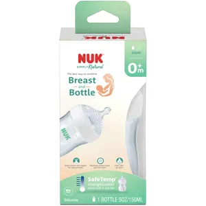 NUK Simply Natural Baby Bottle 5 oz with SafeTemp Technology - Slow Flow for Natural Feeding