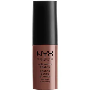 NYX Soft Matte Lipstick in BedStuy Babe - Lightweight, Velvety Color with Heart-Adorned Case