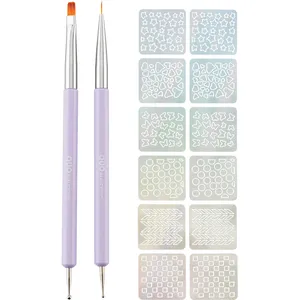 Nail Art & Stencil Set by Quo Beauty - 2 Dual-Ended Tools for Salon-Quality Designs at Home