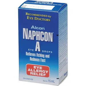 Naphcon-A Eye Drops for Redness Relief - Antihistamine for Itchy Eyes - 0.025% Naphazoline, 0.3% Pheniramine