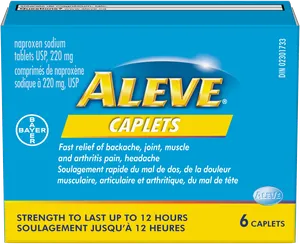 Naproxen Sodium Tablets 220 mg - Fast Relief for Backache, Joint, Muscle Pain - 6 Caplets