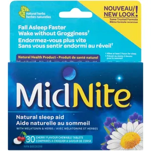 Natural Sleep Aid with Melatonin & Herbs - Midnite® 30 Quick Dissolving Tablets, Non-Habit Forming