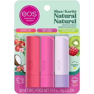 Natural Smooth Lip Balm - Coconut Milk, Honey Apple & Raspberry Kiwi Splash, No Animal Testing