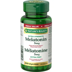 Nature's Bounty Melatonin 5 Mg - Value Sized 200 Softgels for Sleep Cycle Reset and Jet Lag Relief