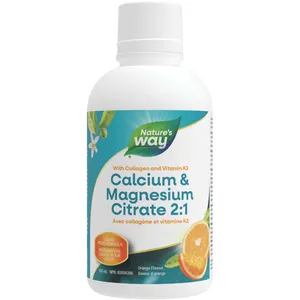 Nature's Way Calcium & Magnesium Citrate 2:1 with Vitamin K2 & Collagen, Orange Flavor