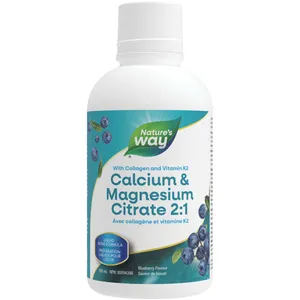 Nature's Way Calcium & Magnesium Citrate 2:1 with Vitamin K2 & Collagen - Blueberry Flavor