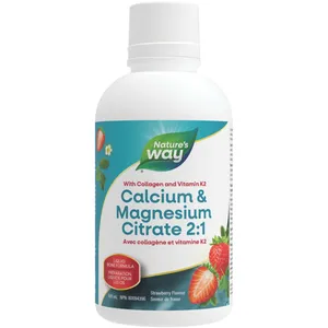 Nature's Way Calcium & Magnesium Citrate 2:1 with Vitamin K2 & Collagen in Strawberry Flavor