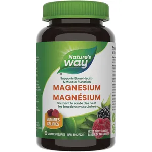 Nature's Way Magnesium Gummies - Delicious Mixed Berry Flavour, Gluten-Free, 100% Vegetarian