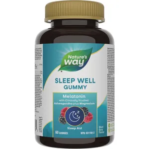 Nature's Way Sleep Well Gummies - Gluten-Free Berry Flavor for Jet Lag & Stress Relief