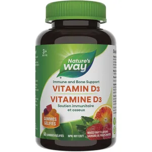 Nature's Way Vitamin D Gummies - Delicious Strawberry, Peach & Mango Flavor - 100% Vegetarian