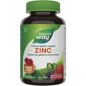 Nature's Way Zinc Gummies - Delicious Mixed Berry Flavor for Immune Support, Vegetarian Formula