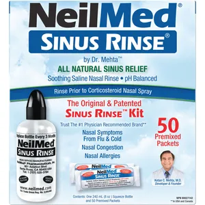 NeilMed Sinus Rinse Kit for Nasal Irrigation, Allergy Relief, 1 Kit with 50 Packets