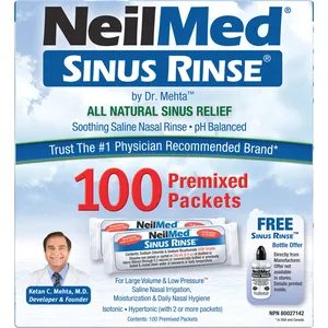 NeilMed Sinus Rinse Refills 100 Pack - Gentle Nasal Cleansing for Allergy Relief