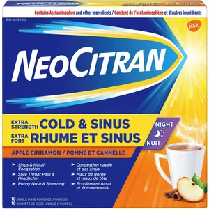 NeoCitran Extra Strength Cold & Sinus Night Apple Cinnamon - Soothing Hot Drink for Relief