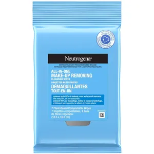 Neutrogena All-in-One Compostable Makeup Removing Cleansing Wipes, Plant-Based, Gentle Formula