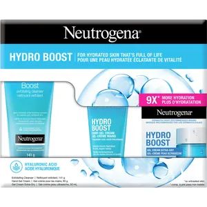 Neutrogena Hydro Boost Holiday Pack - Hydration Gift Set with Gel Cream, Cleanser & Hand Cream
