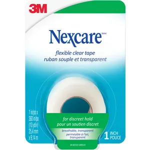 Nexcare Flexible Clear First Aid Tape 1in x 10yds - Discreet, Hypoallergenic, Perfect for Hard-to-Bandage Areas