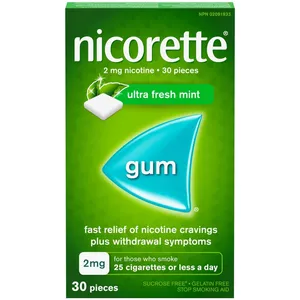 Nicorette 2mg Nicotine Gum - Ultra Fresh Mint Flavor for Smoking Cessation Aid