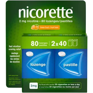 Nicorette 2mg Nicotine Lozenges, Fresh Fruit Flavor, 80 Count - Effective Relief for Quit Smoking