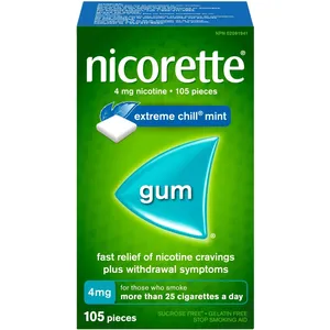 Nicorette 4 mg Extreme Chill Mint Nicotine Gum for Smokers - Cessation Aid to Relieve Cravings