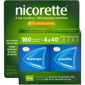 Nicorette 4mg Lozenges, Fresh Fruit Flavor - Effective Nicotine Cravings Relief for Smokers