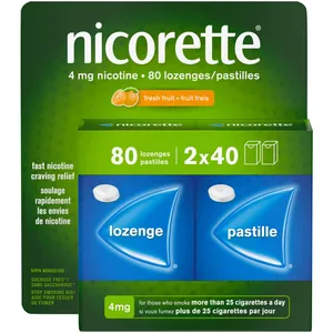 Nicorette 4mg Nicotine Lozenges, Fresh Fruit Flavor, 80 Count for Effective Craving Relief