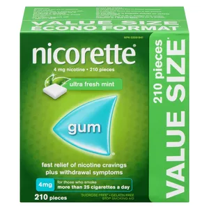 Nicorette 4mg Ultra Fresh Mint Gum for Heavy Smokers - 210 Pieces to Help You Stop Smoking