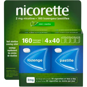 Nicorette Mint Lozenges 2mg - Effective Nicotine Craving Relief for Smokers of 25 Cigarettes or Less